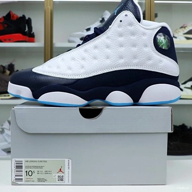 AIR RETRO JORDAN BLUE 414571-144 POWDER OBSIDIAN WHITE 13 0213